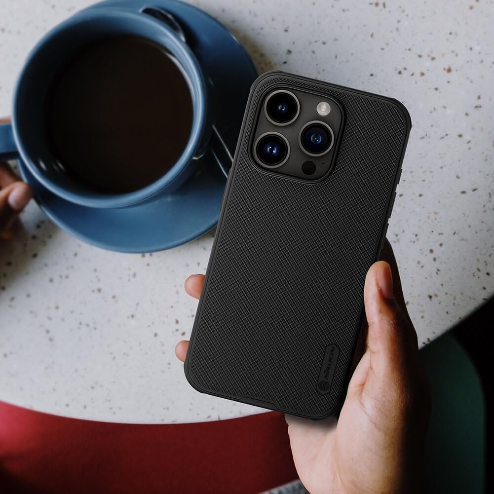 61bfdkffal. sl1001 Nillkin Case for Apple iPhone 15 Pro (6.1 Inch) Super Frosted Shield Pro Hard Back Soft Border (PC + TPU) Shock Absorb Cover Raised Bezel Camera Protect PC Without Logo Cut Black Color