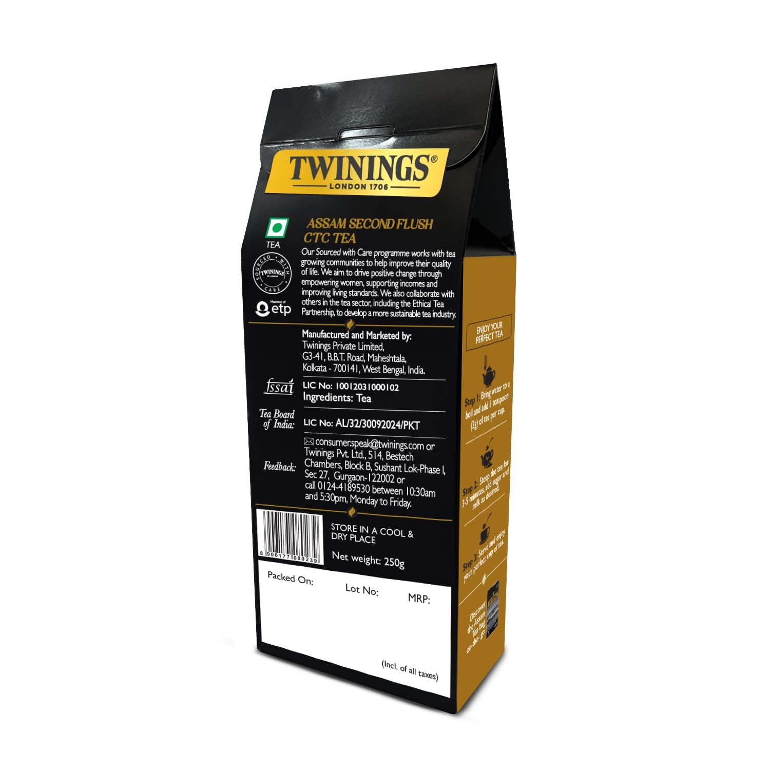 61du7aw3xll. sl1500 Twinings Assam Second Flush CTC Tea, 250g | Pack of 1 | 100% Assam Tea | Strong Flavour Strength | For Malty, Robust Flavour | No Added Colour