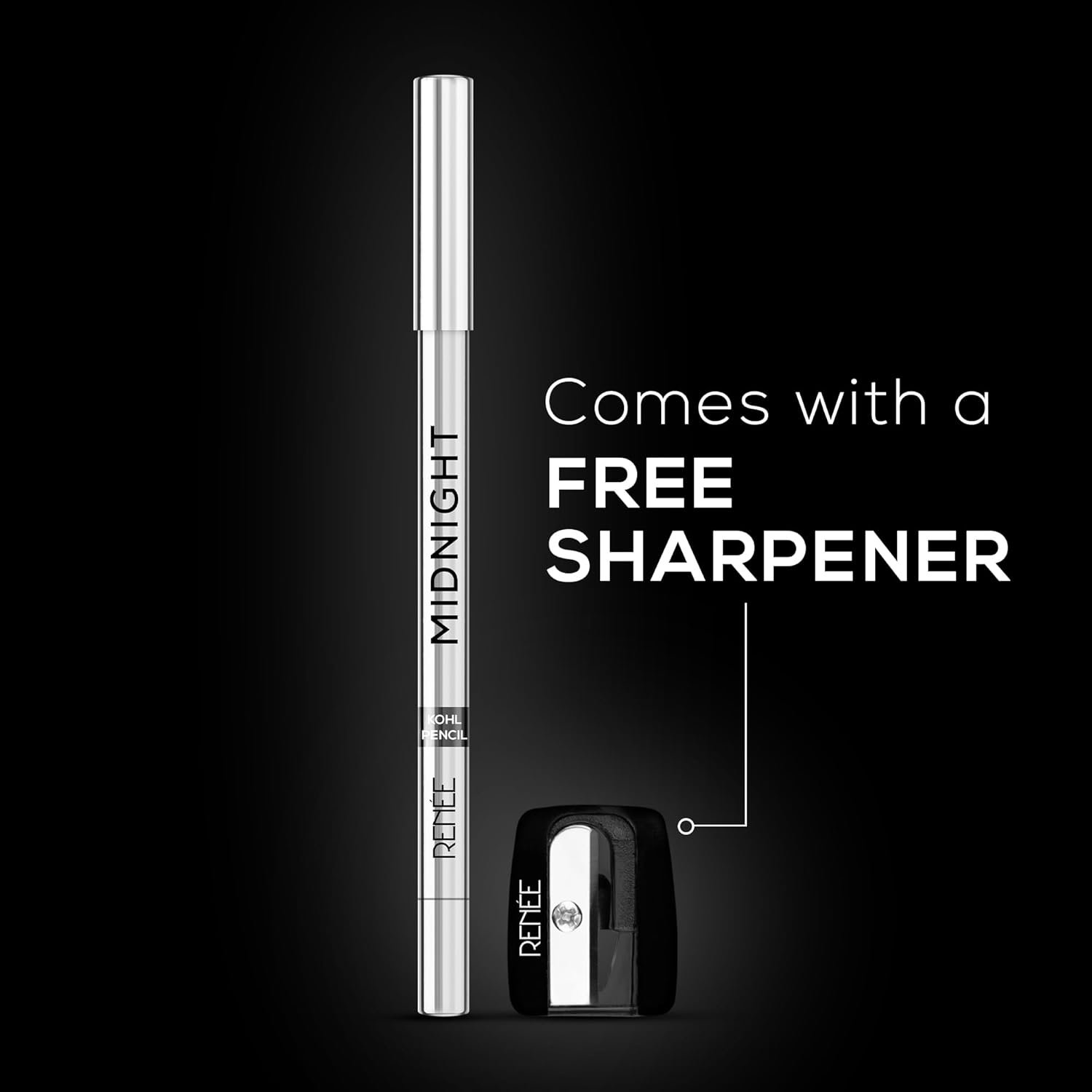 61fcq0e6g5l. sl1500 RENEE Midnight Kohl Kajal Pencil | Waterproof, Smudgeproof With Sharpener | 24 Hours Long Stay | Darkest Black | One Swipe Application | Vitamin E, Olive Oil and Castor Oil | Matte Finish |1.5 Gm