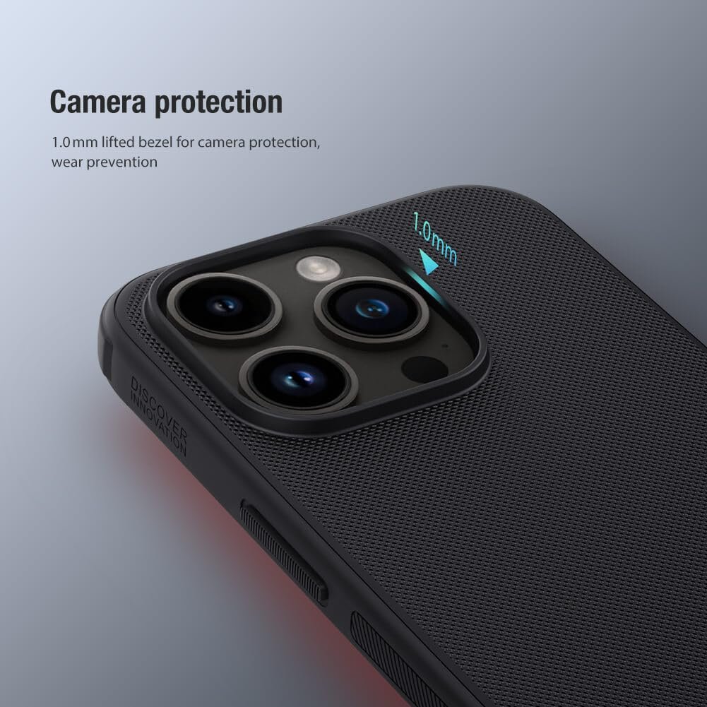 61gsnxufjvl. sl1001 Nillkin Case for Apple iPhone 15 Pro (6.1 Inch) Super Frosted Shield Pro Hard Back Soft Border (PC + TPU) Shock Absorb Cover Raised Bezel Camera Protect PC Without Logo Cut Black Color
