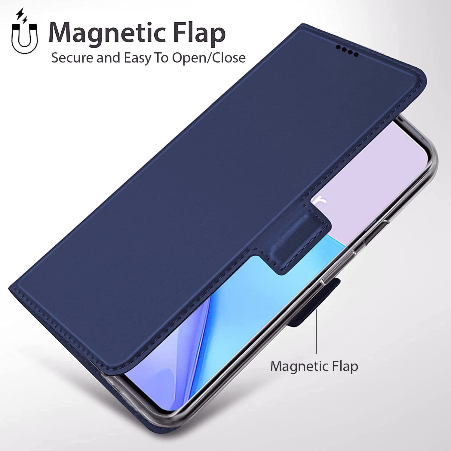 61inysmhvzl. sl1500 Kapa Noble Slim Magnetic Leather Flip Case Cover for Apple iPhone 14,Card Holder Stand Leather Flip Wallet Case (Blue)