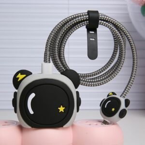 Charger Cable Protectors for iPhone Chargers 18W 20W Type C, 3D Cute Protective Case Cover Cartoon Style Fully Charger & Adaptor Protection Set-1 (Astronaut)