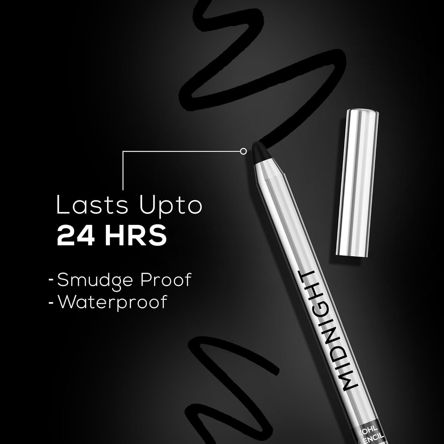 61xsubin98l. sl1500 RENEE Midnight Kohl Kajal Pencil | Waterproof, Smudgeproof With Sharpener | 24 Hours Long Stay | Darkest Black | One Swipe Application | Vitamin E, Olive Oil and Castor Oil | Matte Finish |1.5 Gm