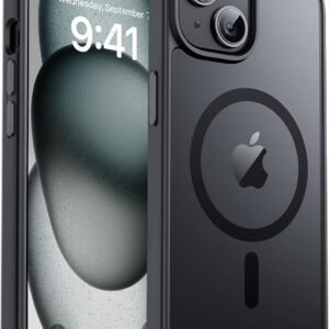 MagPro case for Apple iPhone 15 | MagSafe Compatible Protective Cover with Strong Magnetic Adsorption, Shockproof Armor, Scratch Resistant Polycarbonate Hard Back | Translucent Matte Black
