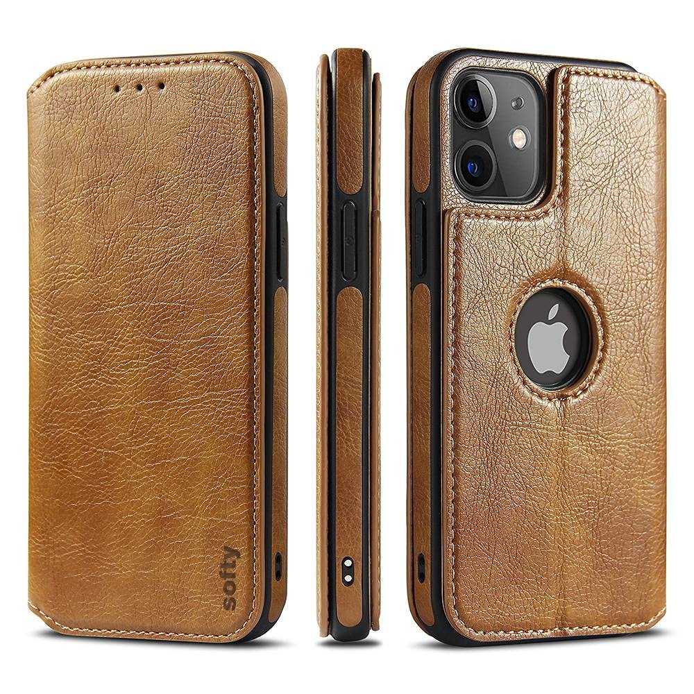 711srhuekhs. sl1000 SOFTY Scott Series Leather Finish Magnetic Flip Cover for Apple iPhone 17 Pro Max 6.9 Slim 360* Protection Case, Wireless Charging Supported & Card Slot (Brown)