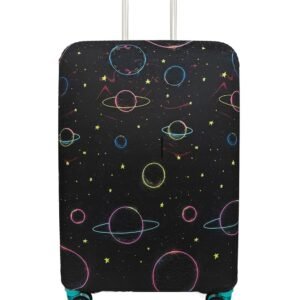 Printed Luggage Cover for Traveling Bag & Suitcase - Stretchable & Scratchproof Trolley Protector with Velcro Lock & Lightweight Washable Material(Suitcase Bag Not Included, Only Cover in Product)