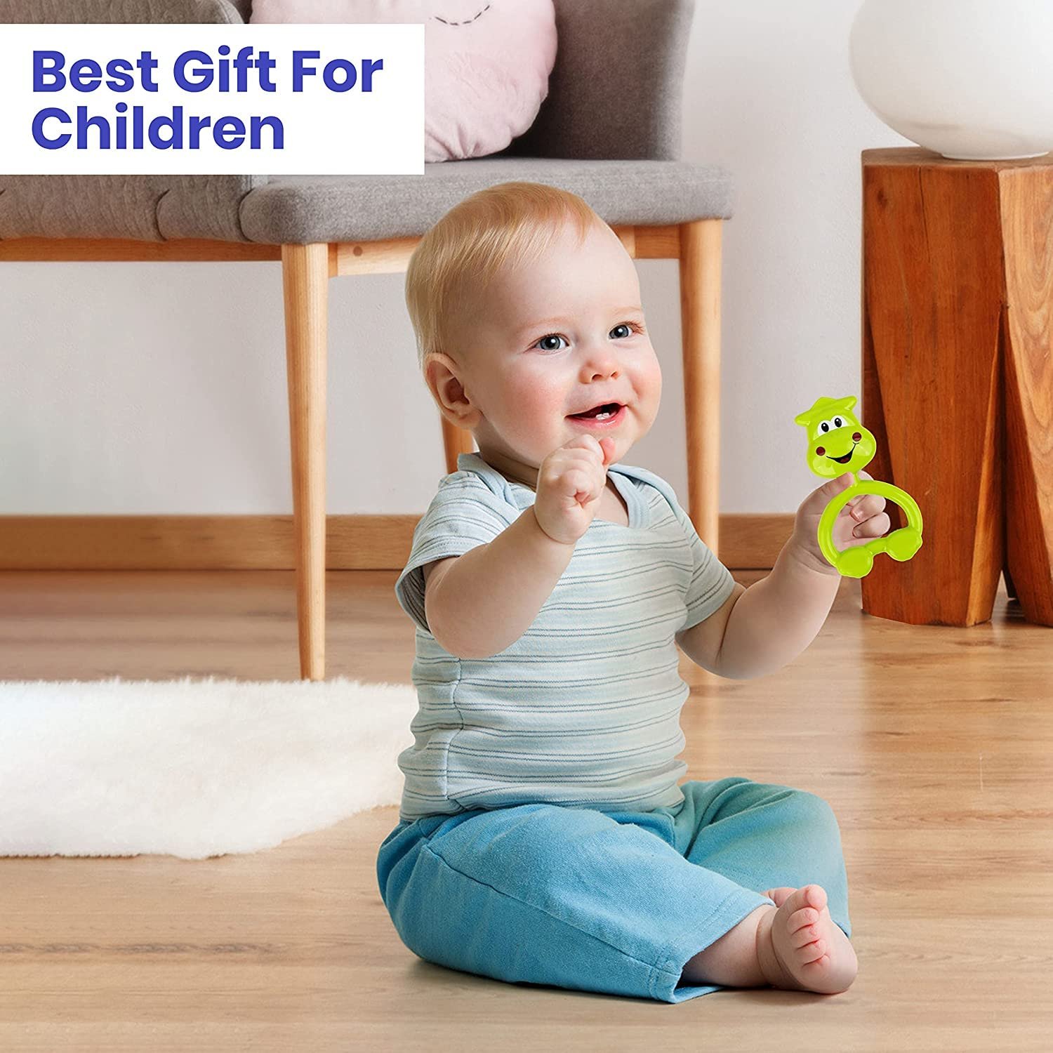 7150mma ril. sl1500 1767137854 1499 Cable World Infant Colourful Plastic Non Toxic Set of 7 Attractive Rattles and Teathers Toys for New Borns, Kids, Boys and Girls (Multi Color and Design)
