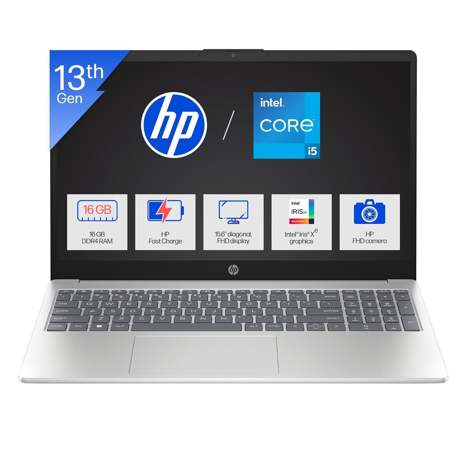 HP 15 (Metal ID & Fingerprint & Backlit Laptop)-13th Gen Intel Core i5-1334U (16GB DDR4 Ram,512GB SSD) 15.6''/39.6cm,FHD,Win11, M365 Basic(1yr),Office Home24,Silver,1.59kg,Iris Xe,FHD Camera hr0008TU HP 15 (Metal ID & Fingerprint & Backlit Laptop)-13th Gen Intel Core i5-1334U (16GB DDR4 Ram,512GB SSD) 15.6''/39.6cm,FHD,Win11, M365 Basic(1yr),Office Home24,Silver,1.59kg,Iris Xe,FHD Camera hr0008TU