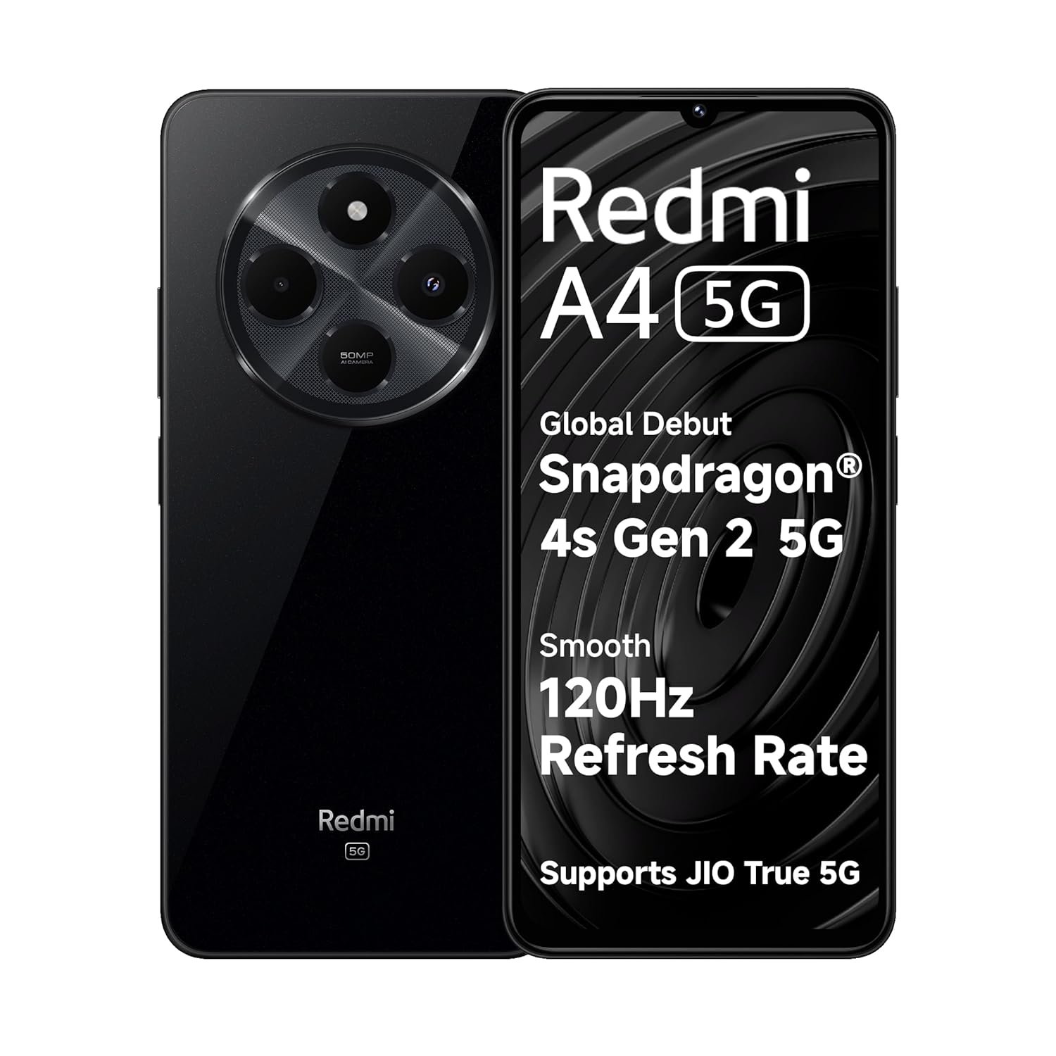 Redmi A4 5G (Starry Black, 4GB RAM, 64GB Storage) | Segment Largest 6.88in 120Hz | 50MP Dual Camera | 18W Fast Charging | Charger in The Box Redmi A4 5G (Starry Black, 4GB RAM, 64GB Storage) | Segment Largest 6.88in 120Hz | 50MP Dual Camera | 18W Fast Charging | Charger in The Box