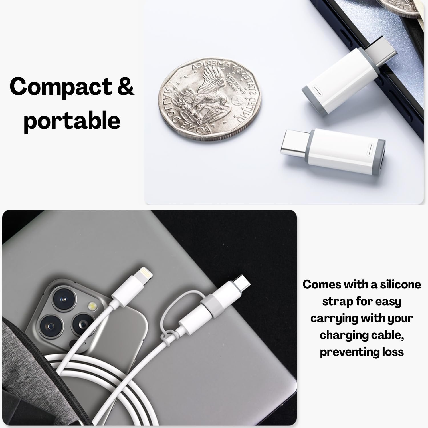 71cmlepf0dl. sl1500 Type C Male to Lightning Female Adapter | USB C Converter for Earphones, Charging & Audio | Type C Compatible with iPhone, iPad, Android & Type C Devices, with Lanyard