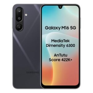 Samsung Galaxy M16 5G (Thunder Black, 4GB RAM, 128 GB Storage) | MediaTek Dimensity 6300 | AnTuTu Score 422K+ | Super Amoled Display | AI | 25W Fast Charging | 6 Gen of OS Upgrades | Without Charger
