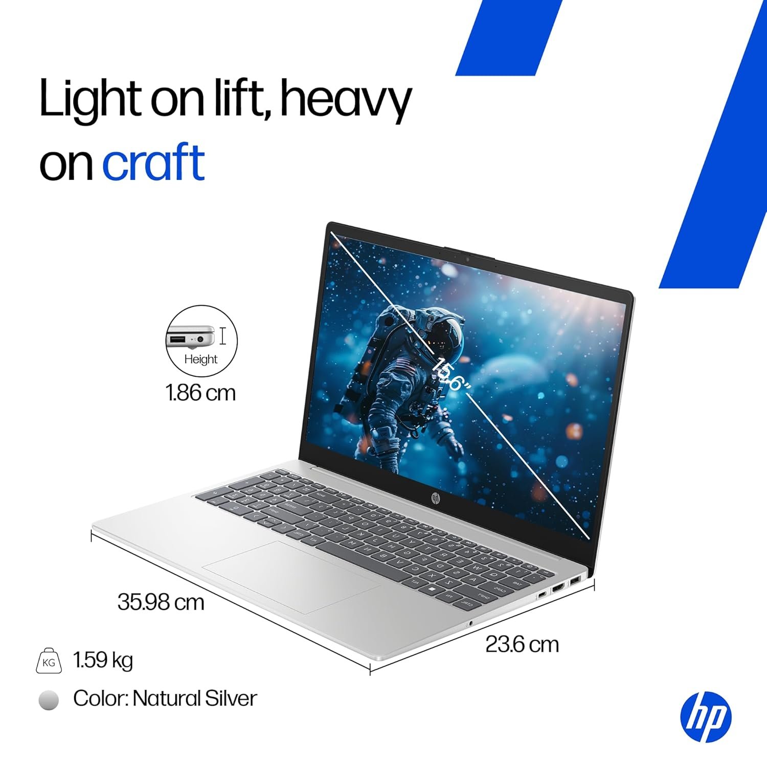 71cv7geucol. sl1500 1765950511 8810 HP 15, AMD Ryzen 7 7735HS (16GB DDR5,512GB SSD) FHD, Anti-Glare, Micro-Edge, 15.6/39.6cm, Win11, M365 Basic(1yr)* Office24, Silver, 1.59kg, fc1038AU, AMD Radeon FHD Camera w/Shutter, Backlit Laptop