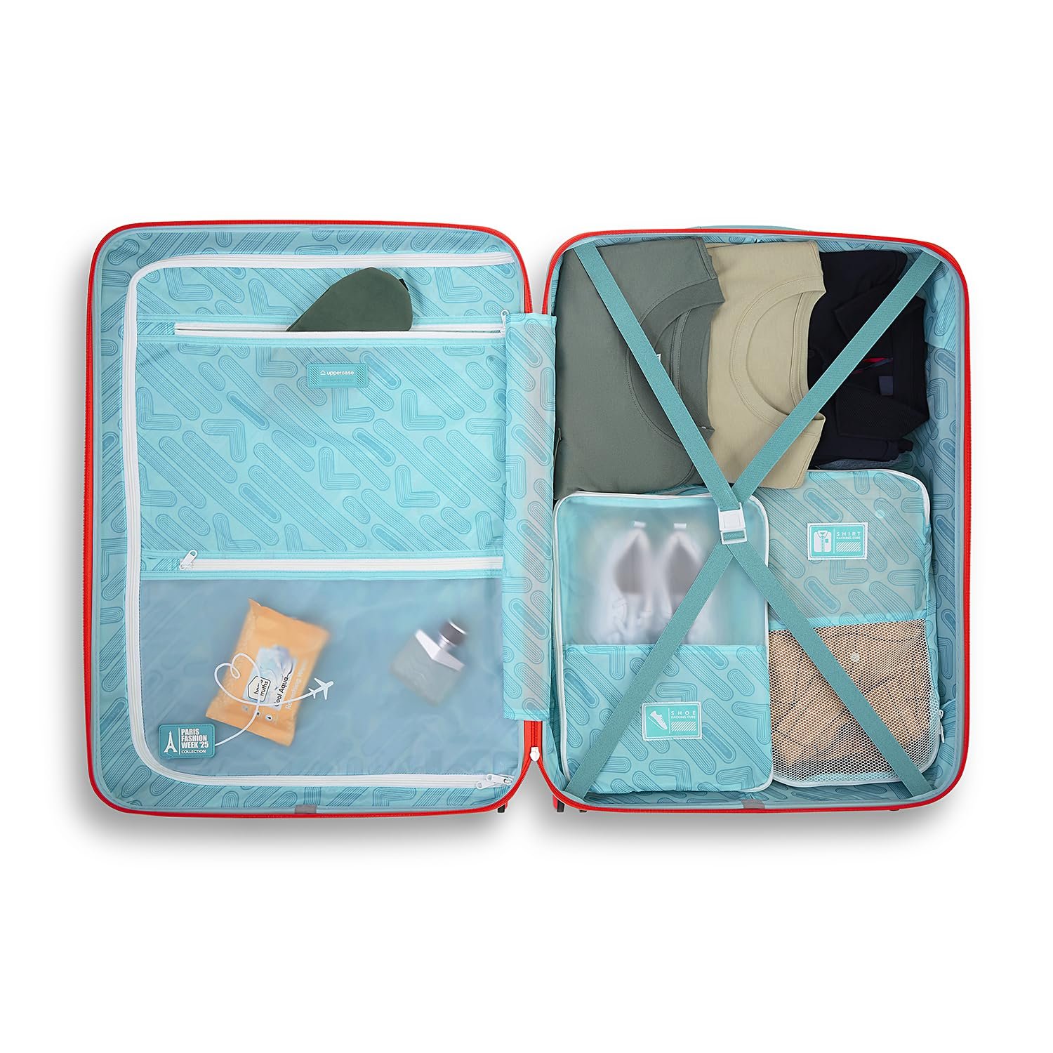 71de6qzwdil. sl1500 uppercase Serendipity (M+L) Set of 2 Printed Trolley Bag with TSA Lock,Hard Sided Checked Luggage, Durable Design for Travel, RCS Certified for Sustainability, Suitcase for Men & Women (Aqua)