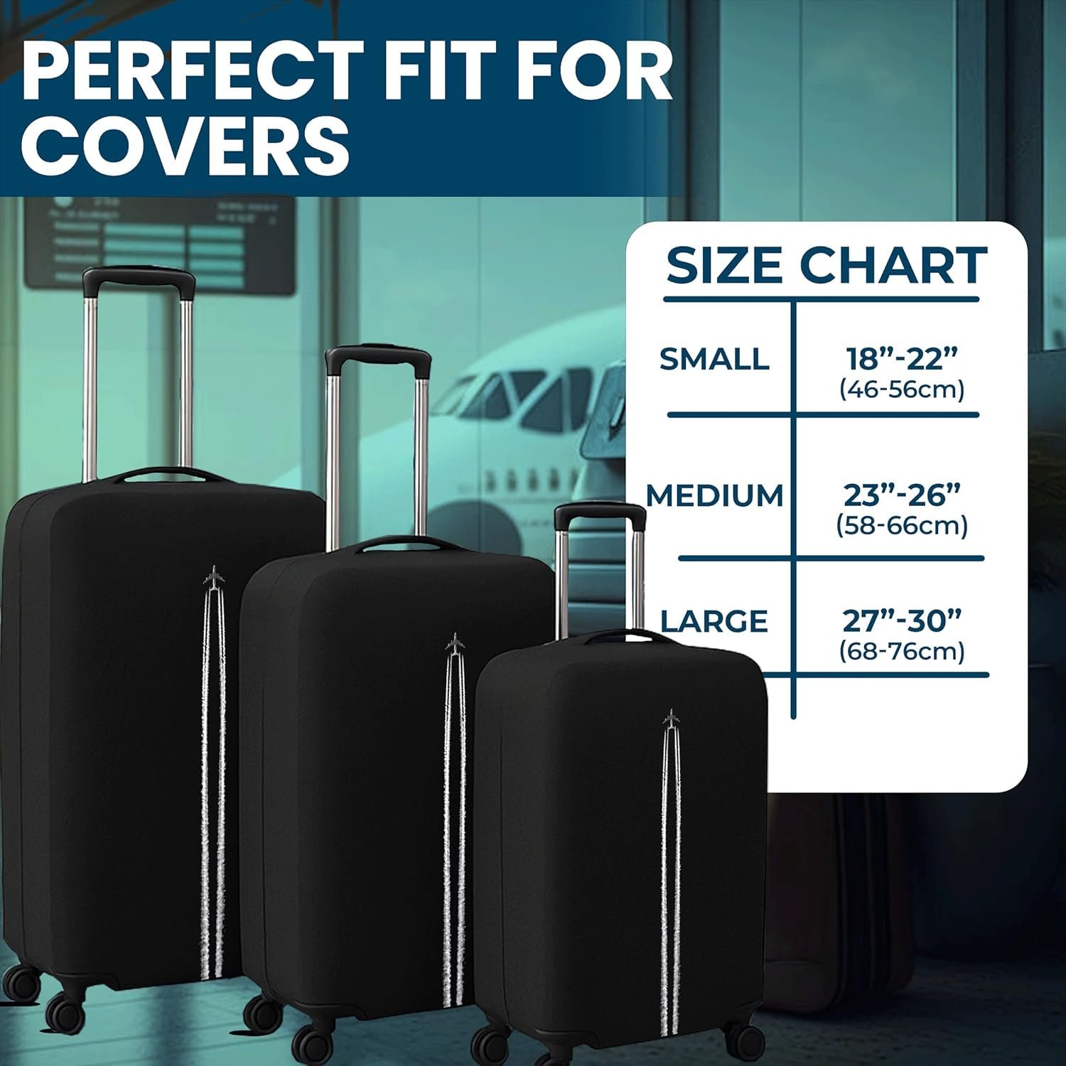 71goyh5ygtl. sl1500 WanderWraps Spendex Polyester Protective Luggage Cover | Hard Luggage Trolley Bag Cover | Washable | Dust Proof | Stretchable | M – 24 inch | Skytrail||