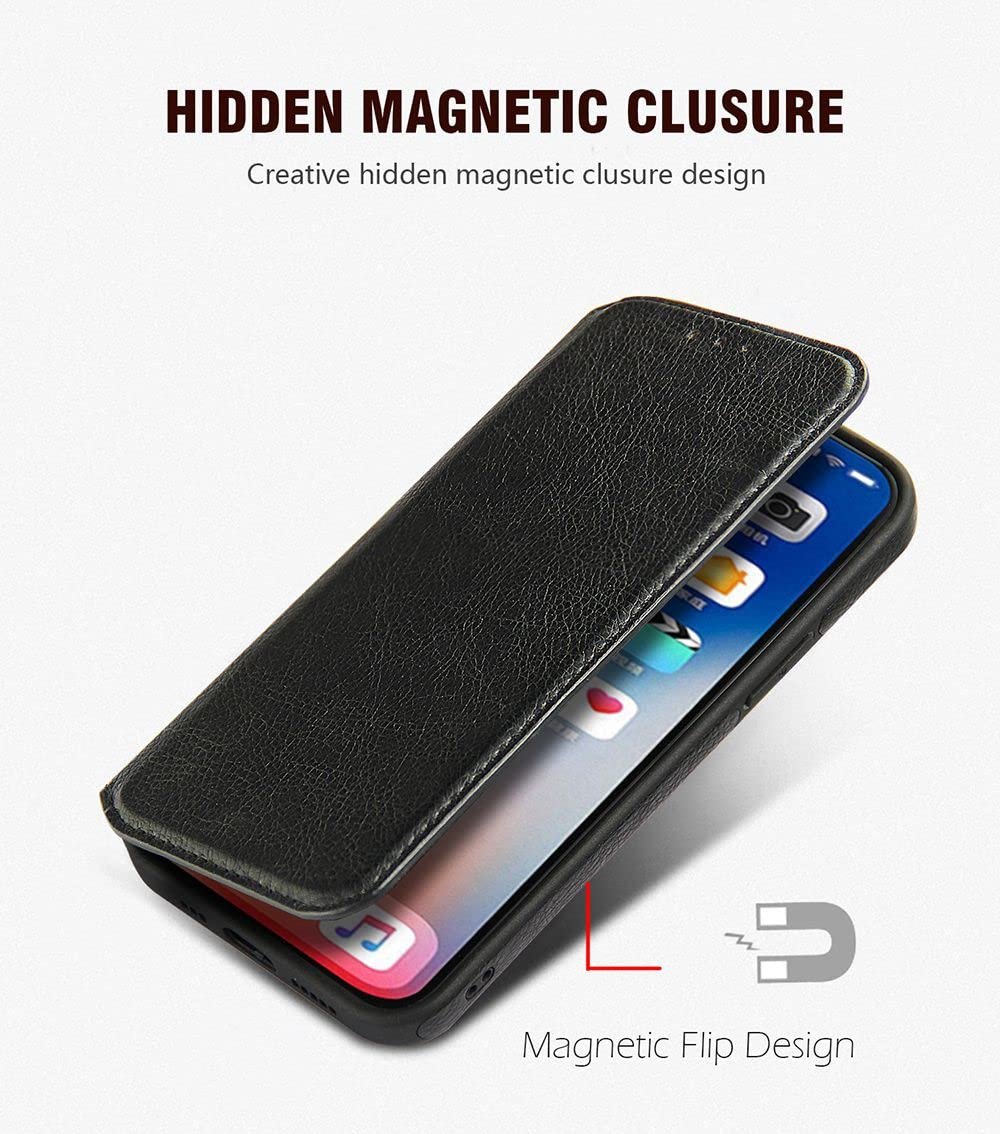 71gmvyneoul. sl1134 SOFTY Scott Series Leather Finish Magnetic Flip Cover for Apple iPhone 17 Pro Max 6.9 Slim 360* Protection Case, Wireless Charging Supported & Card Slot (Brown)