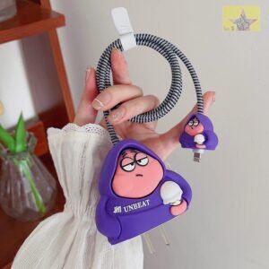 18-20W Apple iPhone Power Adapter and Type C, Protective 3D Cartoon Character Silicone Case Cover, 360 Degree Full Protection (UNBEAT PRPL)
