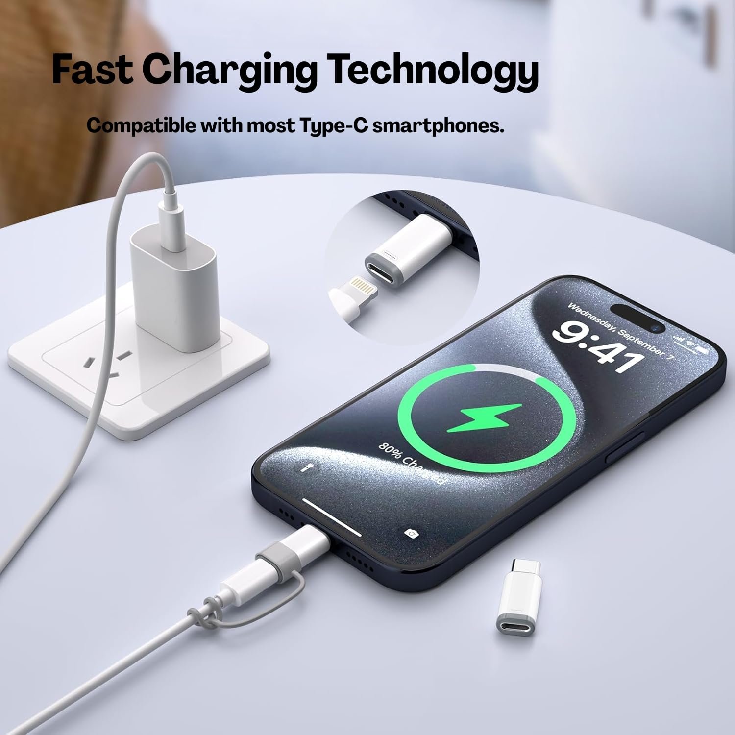 71toqj4n9al. sl1500 Type C Male to Lightning Female Adapter | USB C Converter for Earphones, Charging & Audio | Type C Compatible with iPhone, iPad, Android & Type C Devices, with Lanyard