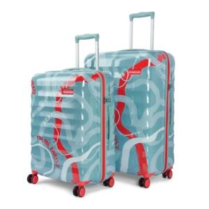 uppercase Serendipity (M+L) Set of 2 Printed Trolley Bag with TSA Lock,Hard Sided Checked Luggage, Durable Design for Travel, RCS Certified for Sustainability, Suitcase for Men & Women (Aqua)