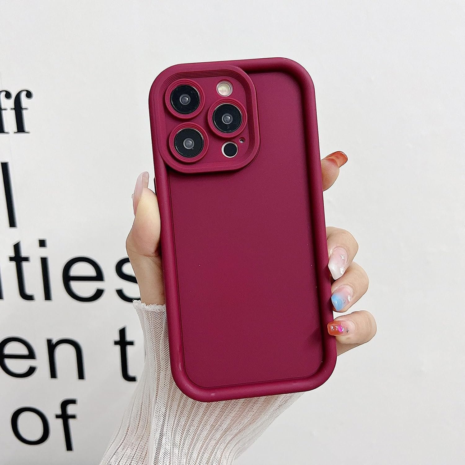 71vbpezqm2l. sl1500 Scalebee Back Cover for Apple iPhone 13 Pro Max Soft and Flexible Matt Finish Anti Slip Shock Proof Camera Protection Silicon Phone Case (Redwine)