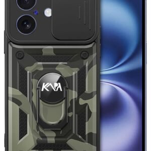 Kapa Tank Back Cover for Apple iPhone 17 | Inbuilt Ring + Slider Shockproof Lens Protection Bumper Back Case (Black)