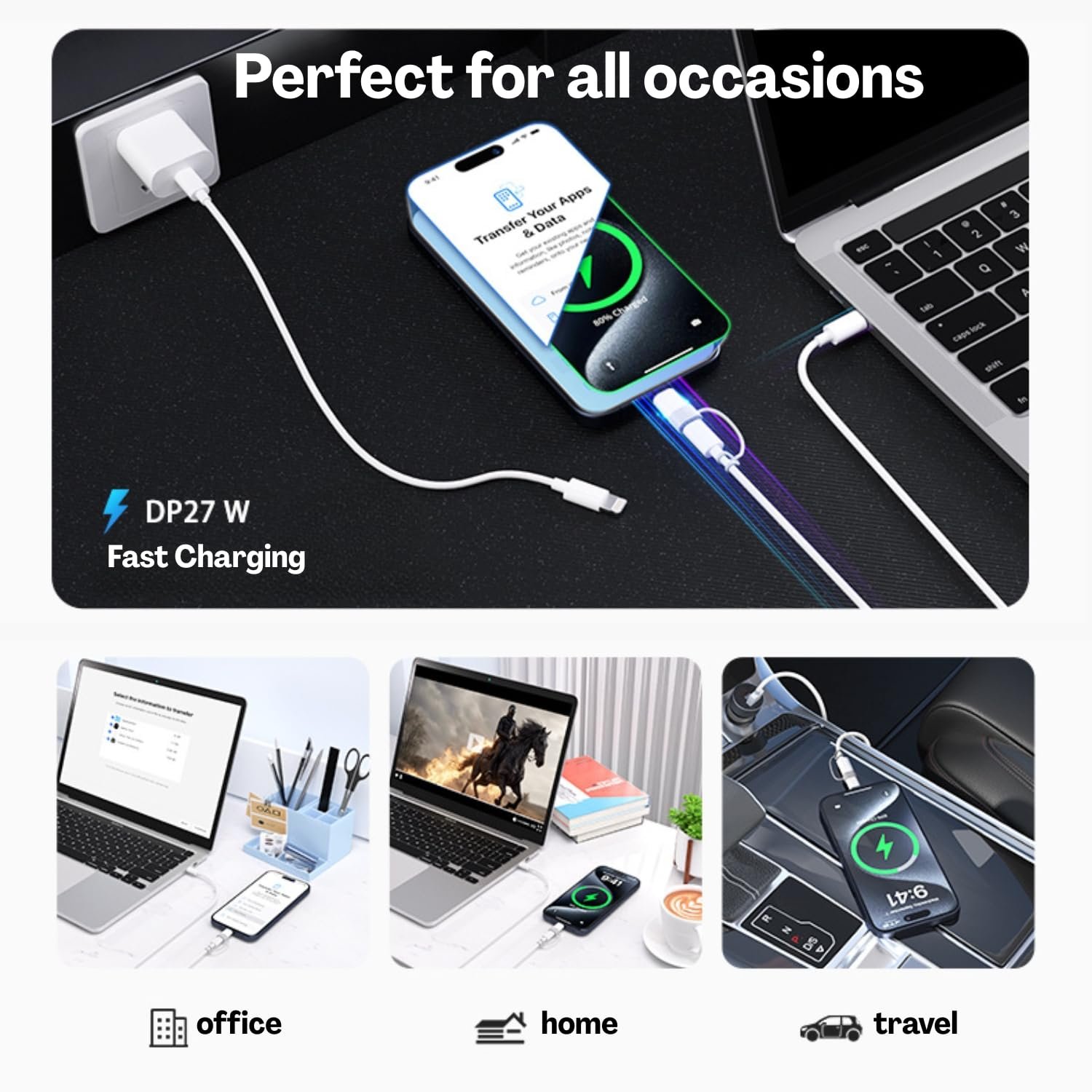 71a g1wvq7l. sl1500 Type C Male to Lightning Female Adapter | USB C Converter for Earphones, Charging & Audio | Type C Compatible with iPhone, iPad, Android & Type C Devices, with Lanyard