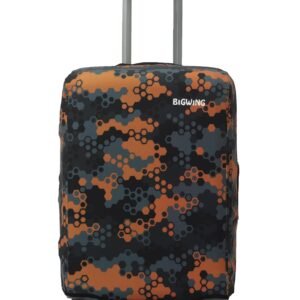 BIGWING Protective Cover in Polyester Fabric with Honeycomb Print for | 24' Inch 65 cm Medium Size | Hard Luggage Trolley Bag Cover (Fits Only On Fiber - Plastic Trolley Bag)