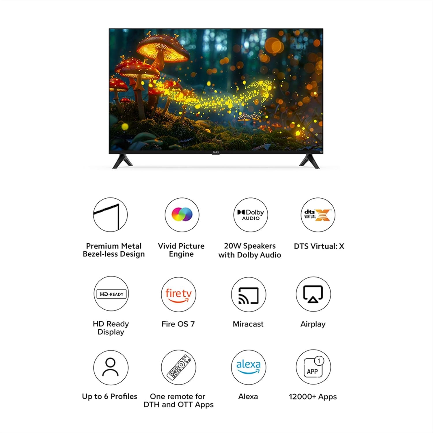 71jsnfmmzll. sl1500 Redmi Xiaomi 80 cm (32 inches) F Series HD Ready Smart LED Fire TV L32MA-FVIN (Black)