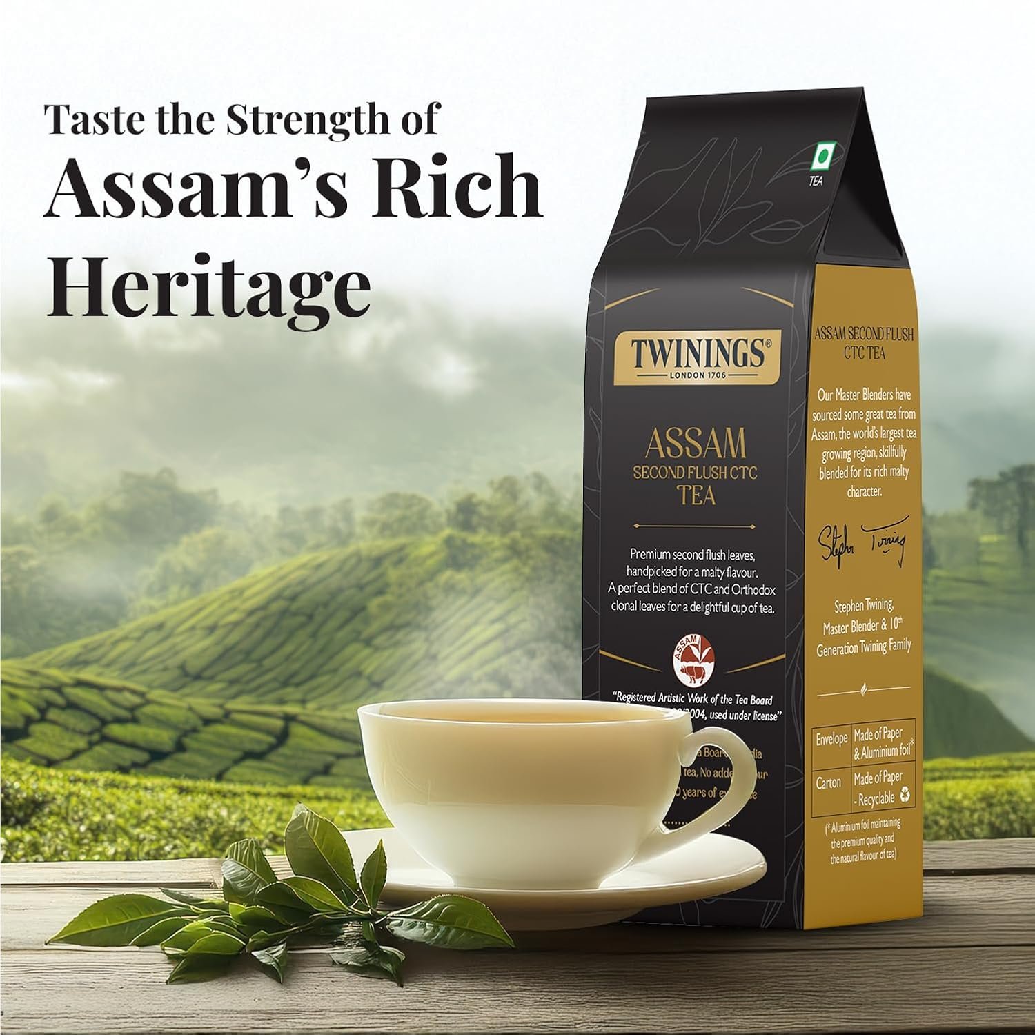 71pjrishll. sl1500 Twinings Assam Second Flush CTC Tea, 250g | Pack of 1 | 100% Assam Tea | Strong Flavour Strength | For Malty, Robust Flavour | No Added Colour