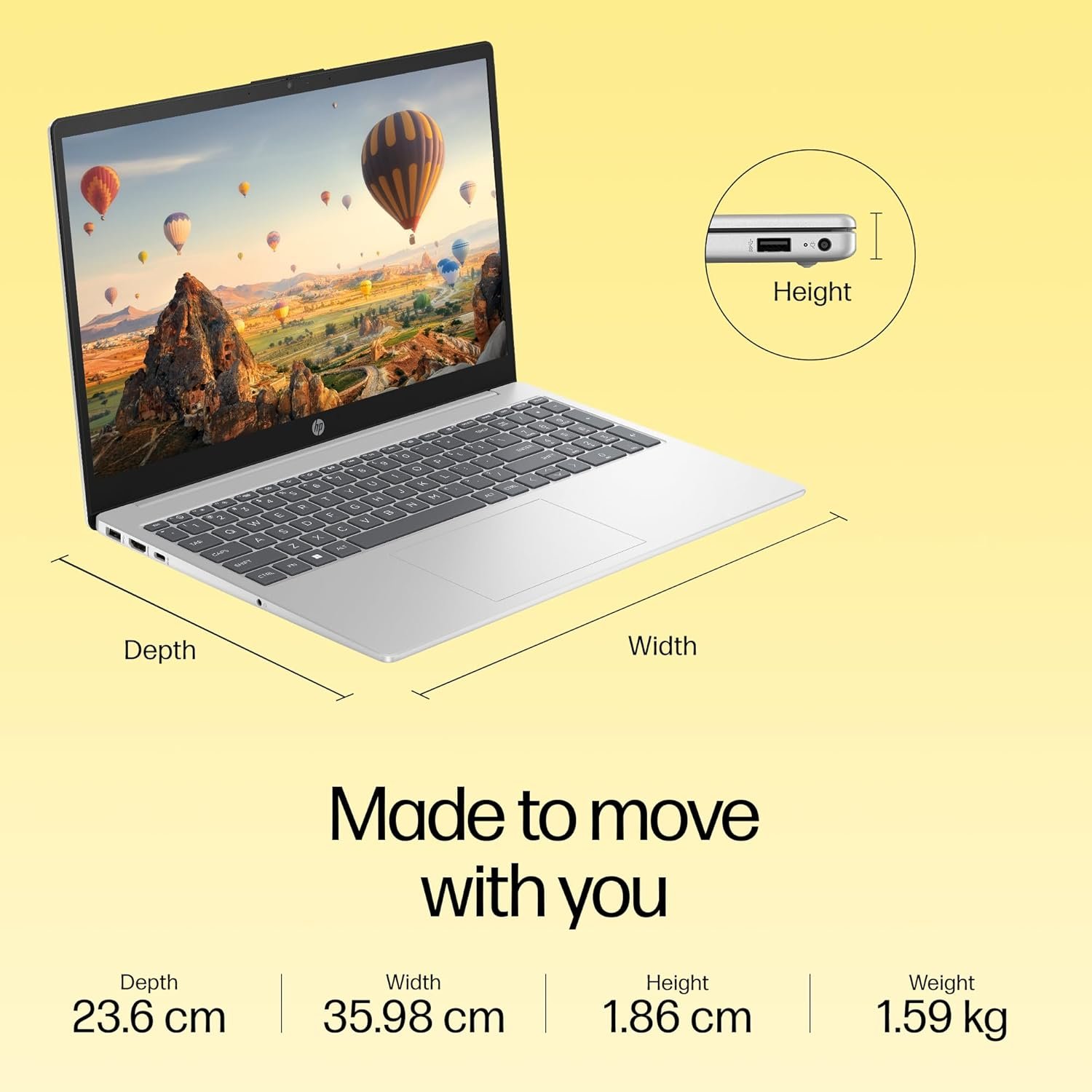 71pjnw6is9l. sl1500 HP 15, AMD Ryzen 5 7430U (16GB DDR4, 512GB SSD) FHD, Anti-Glare, Micro-Edge,15.6/39.6cm, Win11, M365 Basic(1yr)* Office24, Silver,1.59kg, fc0389AU, AMD Radeon, FHD Camera w/Shutter, Backlit Laptop