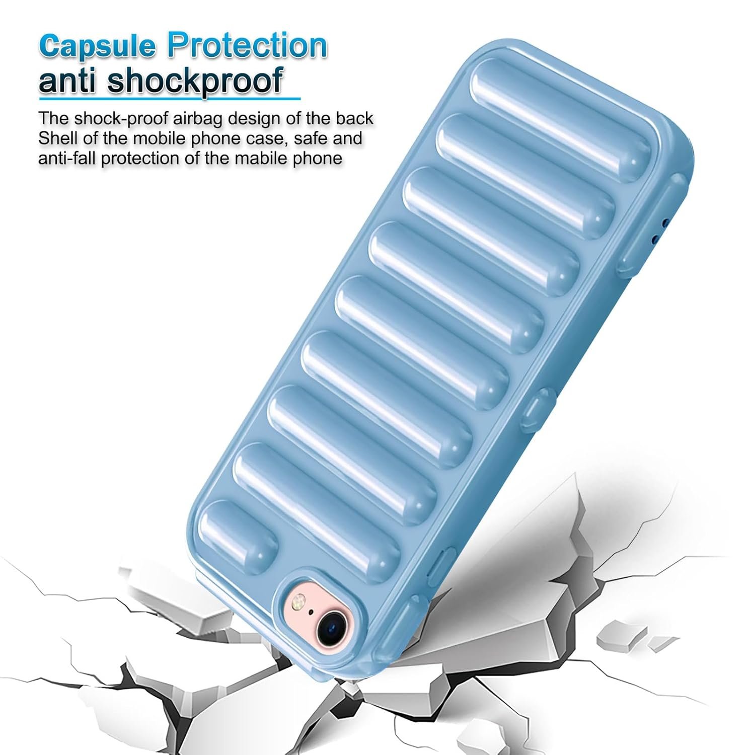 71re8a9vqpl. sl1500 Plus High Protection Capsule Design Back Cover for Apple iPhone SE 2020 – Blue