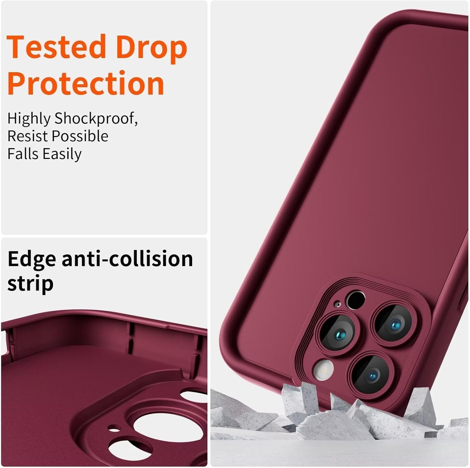 71wol6bzz8l. sl1500 Scalebee Back Cover for Apple iPhone 13 Pro Max Soft and Flexible Matt Finish Anti Slip Shock Proof Camera Protection Silicon Phone Case (Redwine)