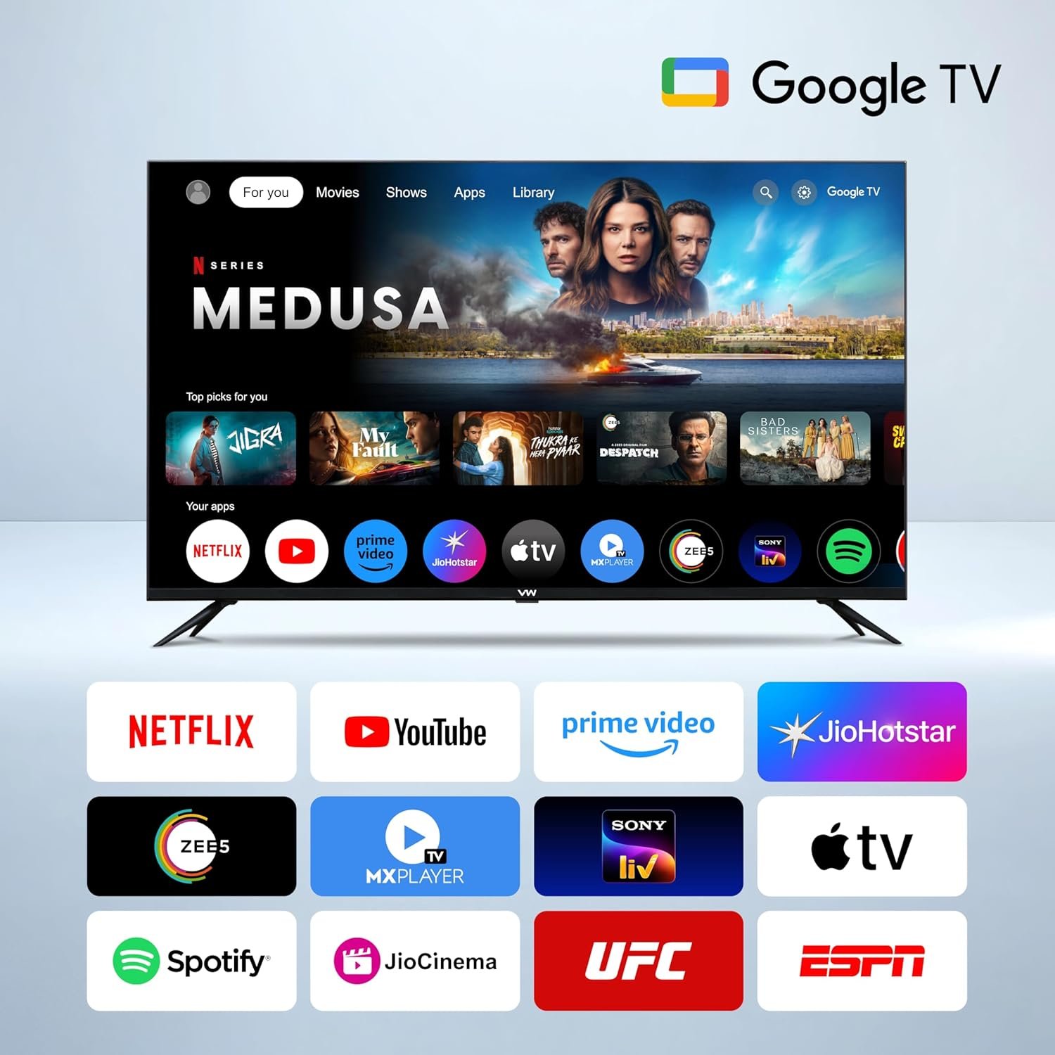 8166in bkll. sl1500 VW 127 cm (50 inches) Pro Series 4K Ultra HD Smart QLED Google TV VW50GQ1