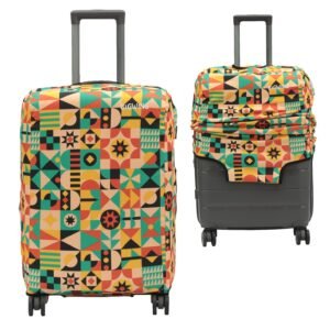 BIGWING Protective Cover in Polyester Fabric with Abstract Print for | 28 inch Large Size 75 cm | Hard Luggage Trolley Bag Cover (Fits Only On Fiber - Plastic Trolley Bag)