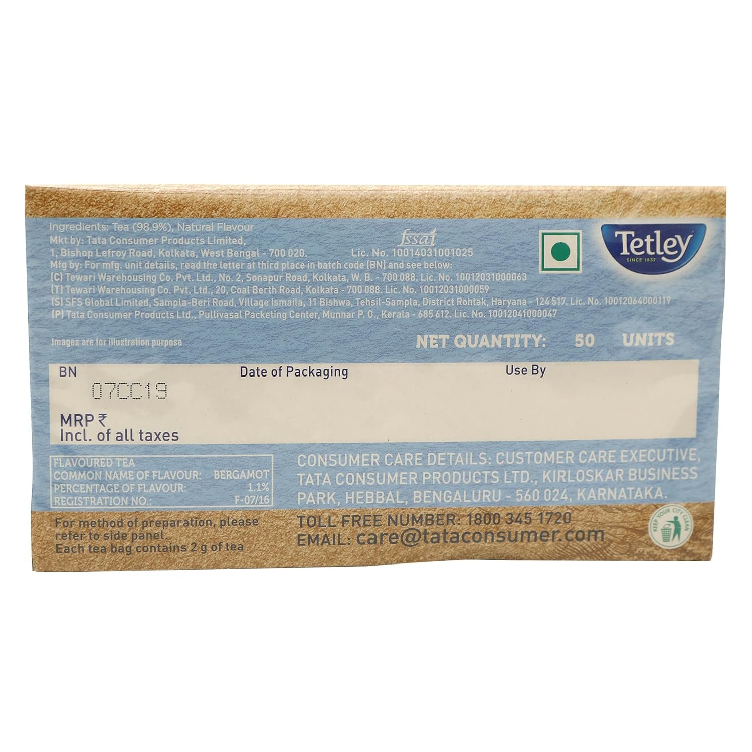 81lz 9fjhol. sl1500 Tetley Tea, Earl Grey, 100 g (50 Tea Bags)