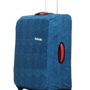BIGWING Protective Cover in Polyester Fabric with Denim Texture Print for | 24' Inch 65 cm Medium Size | Soft Luggage Trolley Bag Cover (Fits Only On Fabric Trolley Bag)