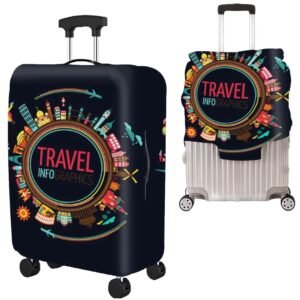 Handcuffs Luggage Cover Trolley Travel Covers, Washable Dust Proof Anti-Scratch Suitcase Protector (Black-2, XL (31"-32"))