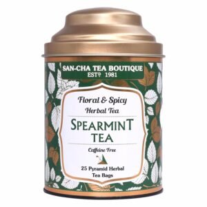 Sancha Tea Boutique, Spearmint Herbal Tea, 25 Pyramid Tea Bags,Pure Spearmint Tea With Cloves & Lemongrass, Tea For Pcos & Pcod, Naturally Calming Tea,100% Caffeine Free Herbal Tea