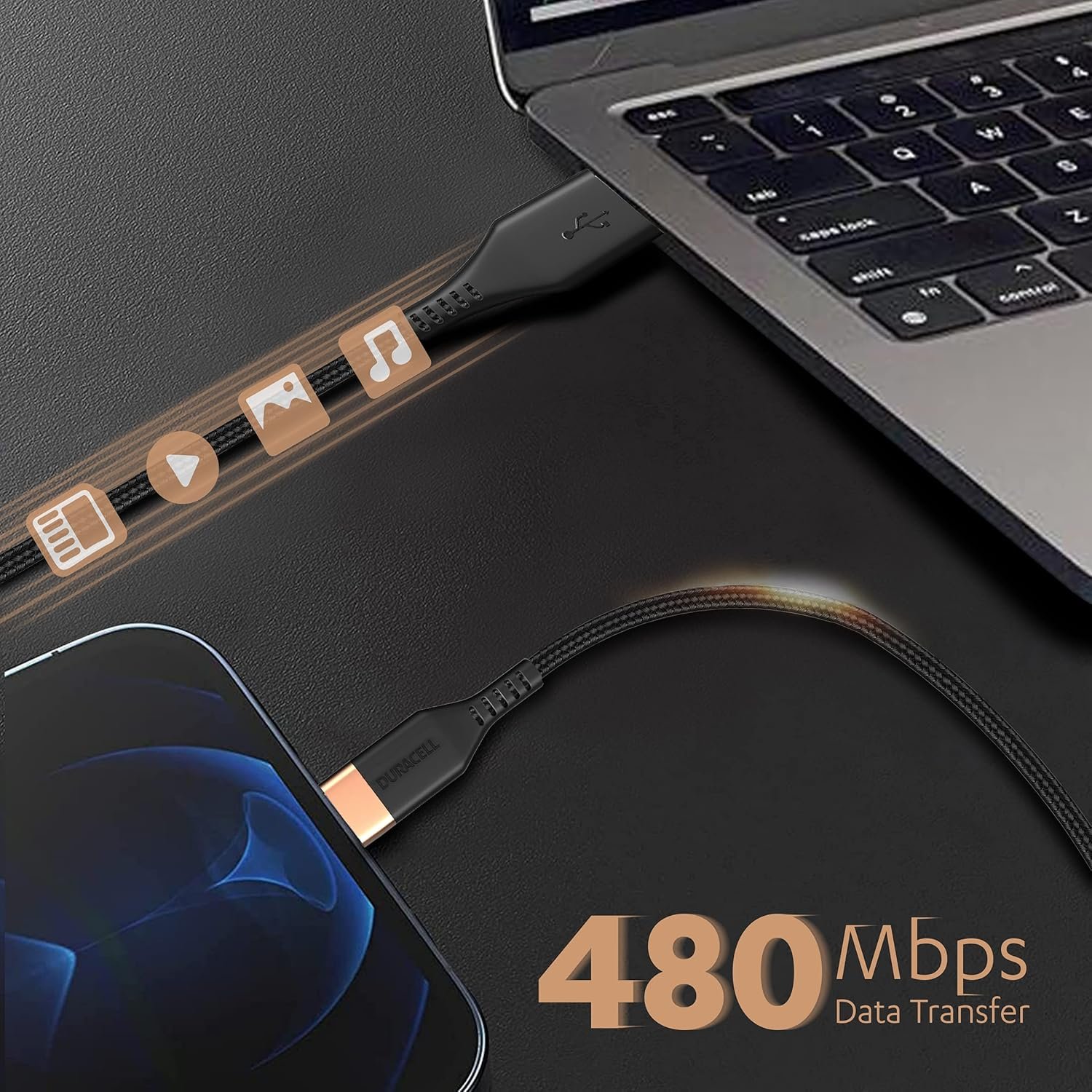 81ovy01drhl. sl1500 Duracell USB Lightning Apple Certified (Mfi) Braided Sync & Charge Cable For Iphone, Ipad And Ipod. Fast Charging Lightning Cable, 3.9 Feet (1.2M) – Black