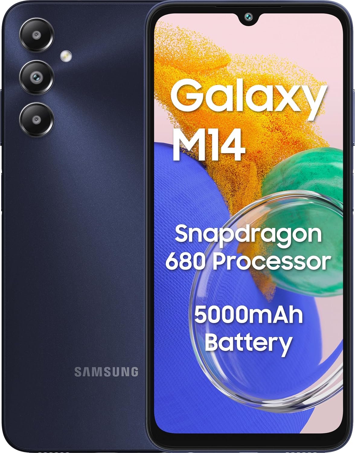 Samsung Galaxy M14 4G (Sapphire Blue,6GB,128GB) | 50MP Triple Cam | 5000mAh Battery | Snapdragon 680 Processor | 2 Gen. OS Upgrade & 4 Year Security Update | 12GB RAM with RAM Plus | Without Charger Samsung Galaxy M14 4G (Sapphire Blue,6GB,128GB) | 50MP Triple Cam | 5000mAh Battery | Snapdragon 680 Processor | 2 Gen. OS Upgrade & 4 Year Security Update | 12GB RAM with RAM Plus | Without Charger