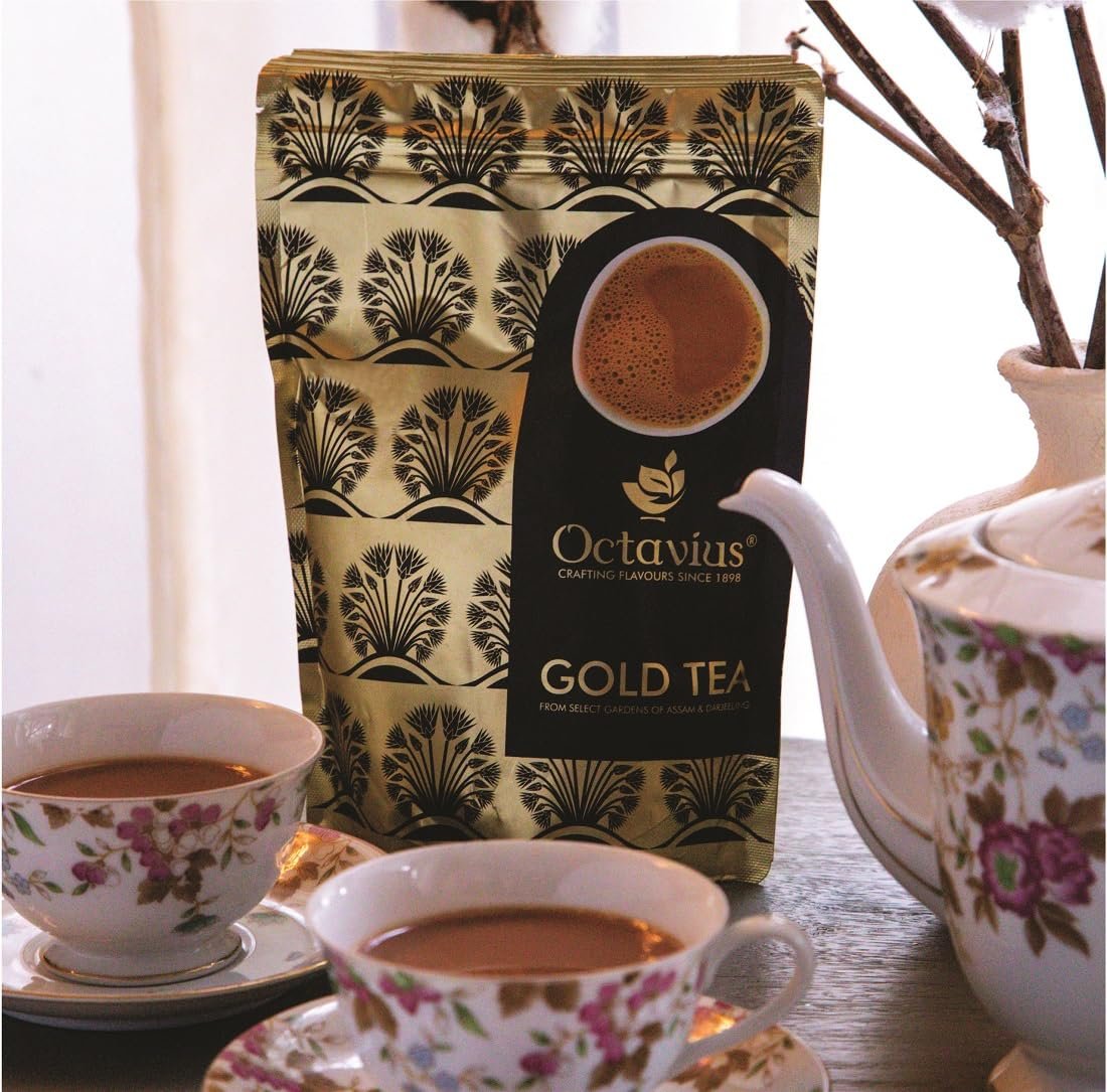 91phr1b7ihl. sl1100 Octavius Gold Tea -1 Kg (500 Cups) | 15% Darjeeling Long Leaf | Black Tea | Blend Of Darjeeling & Assam | Rich And Aromatic Chai | Powder | Chai Patti | Garden Fresh.