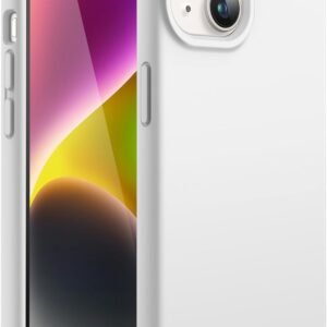 Elzzi Compatible with iPhone 14 Case, Liquid Silicone Case, Full Body Protective Cover, Shockproof, Slim Phone Case, Anti-Scratch Soft Microfiber Lining, 6.1 inch - (White)