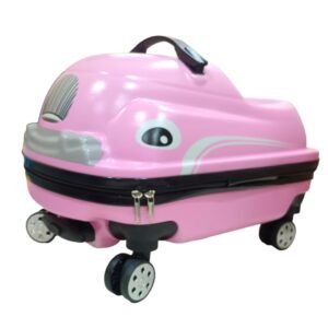 2 in 1 Ride on Cum Trolley Bag for Children Kids Luggage Bag for Girls Boys Car Shape Ride on for Kids 360 Degree Rotating Wheels Rideon (Baby Pink)