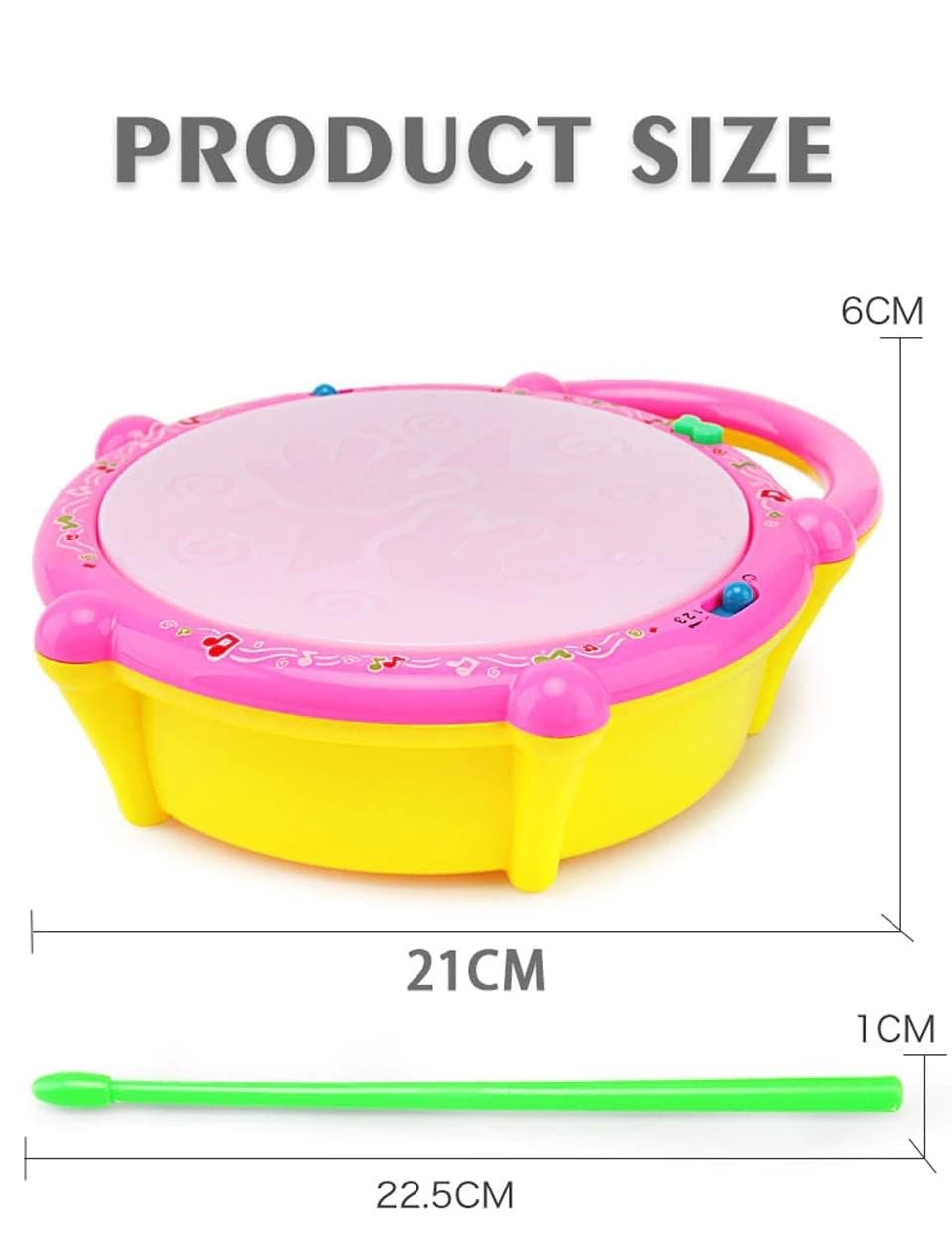 518odcbxgdl. sl1267 VGRASSP Flash Drum Toy with 2 Mallets for Kids | Multicolor 3D Lights | Dynamic Musical Instrument | Toy for Baby and Toddlers | Battery Operated Toy | for 2 3 4 5 6 Year Old Boys & Girls