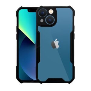 LIRAMARK Transparent Clear Shock Proof Back Cover Case Designed for Apple iPhone 13 (6.1 Inch) - (Black)