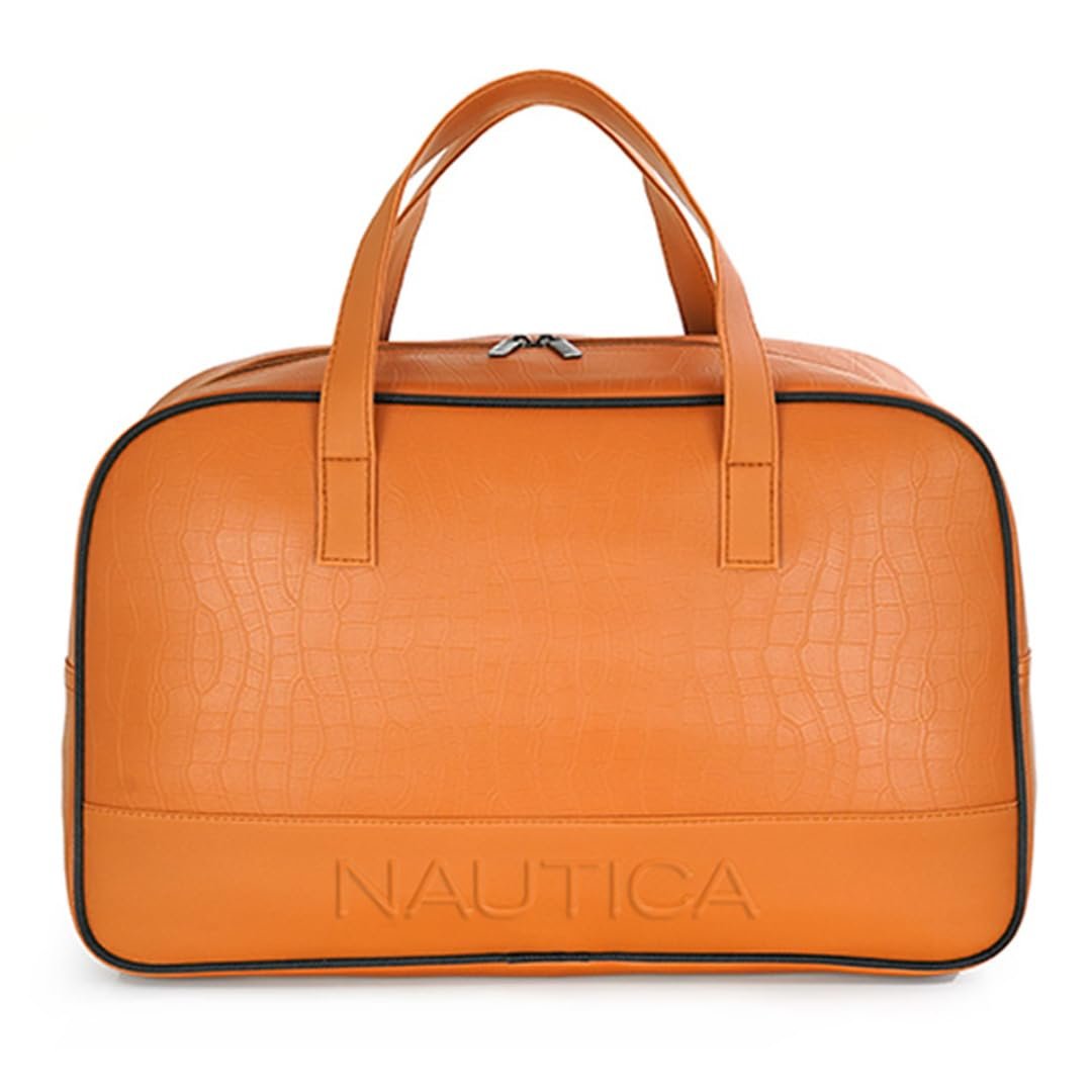 Nautica Duffle Bag for Travel|Stylish Leatherette Cabin Luggage| Compact and Comfortable for Travelling|for Weekend Trip & Gym Duffle Bag |Suitable for Men and Women, 25 L, Tan Nautica Duffle Bag for Travel|Stylish Leatherette Cabin Luggage| Compact and Comfortable for Travelling|for Weekend Trip & Gym Duffle Bag |Suitable for Men and Women, 25 L, Tan