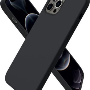 iPhone 12/12 pro Silicone Back Case | Shock Proof Design & Camera Protection | Premium Rubberised Apple iPhone 12/12 pro Cover (Microfiber Lining) | Ultra Smooth Silicone - Black