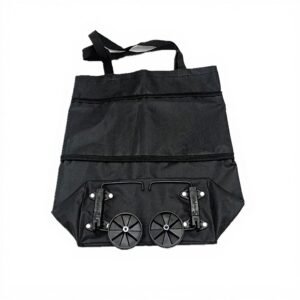 Factory Wholesale Portable Shopping Trolley Bag Foldable Two‚ Wheel Grocery Cart 600D Oxford Black Cloth, Ideal for Household & Kitchen Travel, Long Handles, 50 Pieces Pack