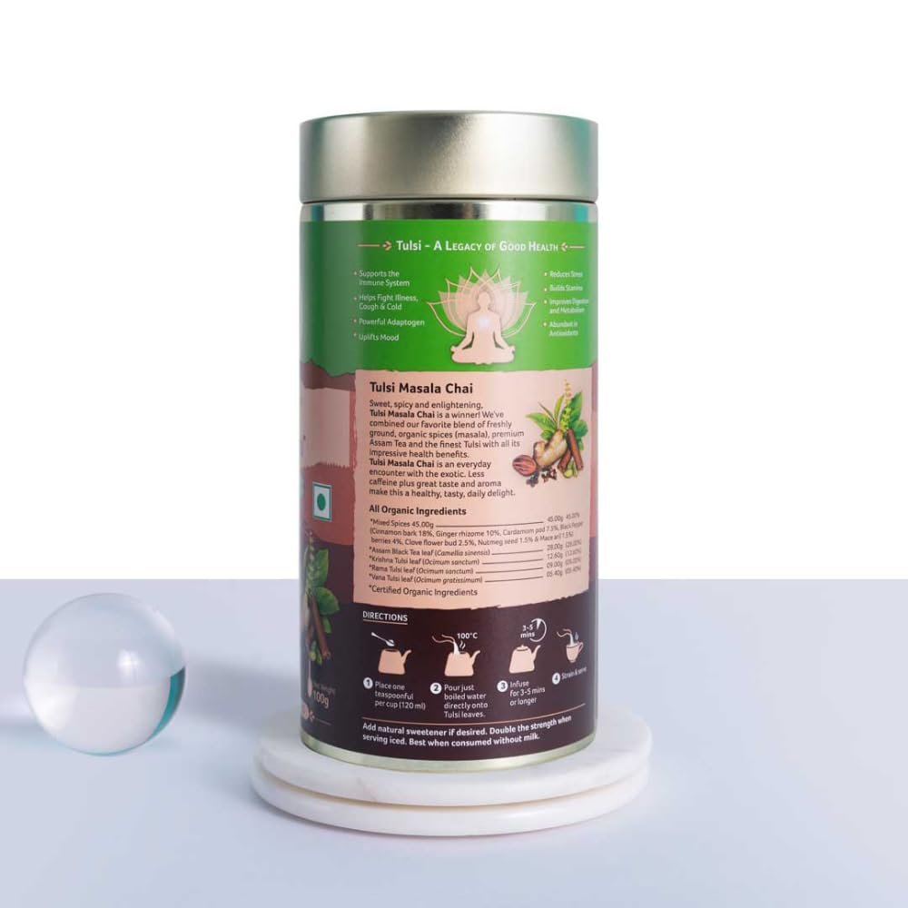 51bpxbidl. sl1000 A TATA Product – Organic India Tulsi Assam Masala Chai Powder, 100 Gm Tin