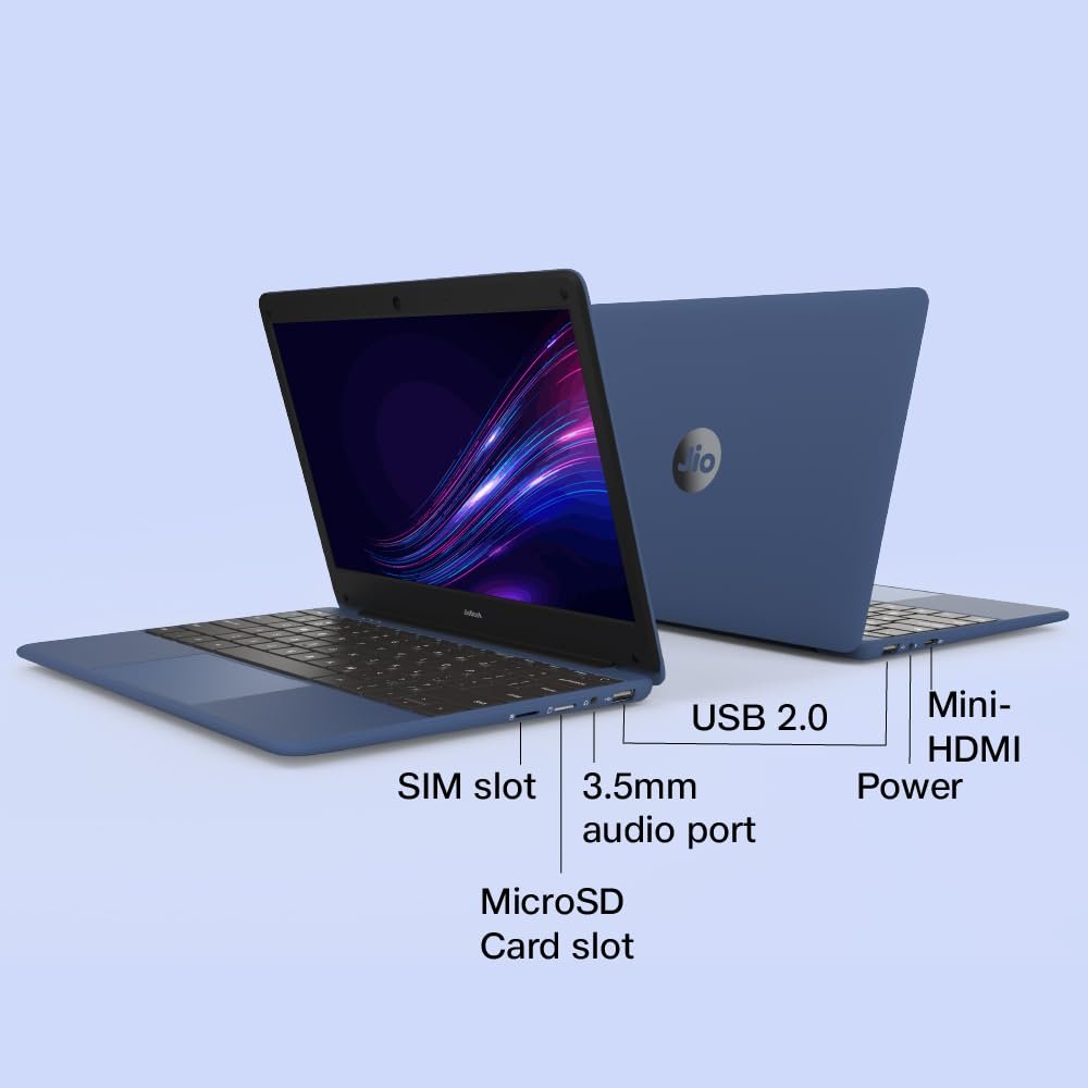 51k2ka0xdol. sl1000 1768185363 2744 (Refurbished) JioBook 11 with Lifetime Office | Android 4G Laptop Mediatek 8788 (JioOS) | Octa-core | 4GB RAM | 64 eMMC Storage | Thin and Light Laptop (11.6 inch, 990 Grams) | Dual Band WiFi + SIM | Blue