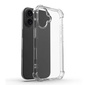 Amazon Brand-Solimo Premium Shockproof Transparent TPU Back Case Cover with Drop Protection Corner Airbag for Apple iPhone 16 - Clear